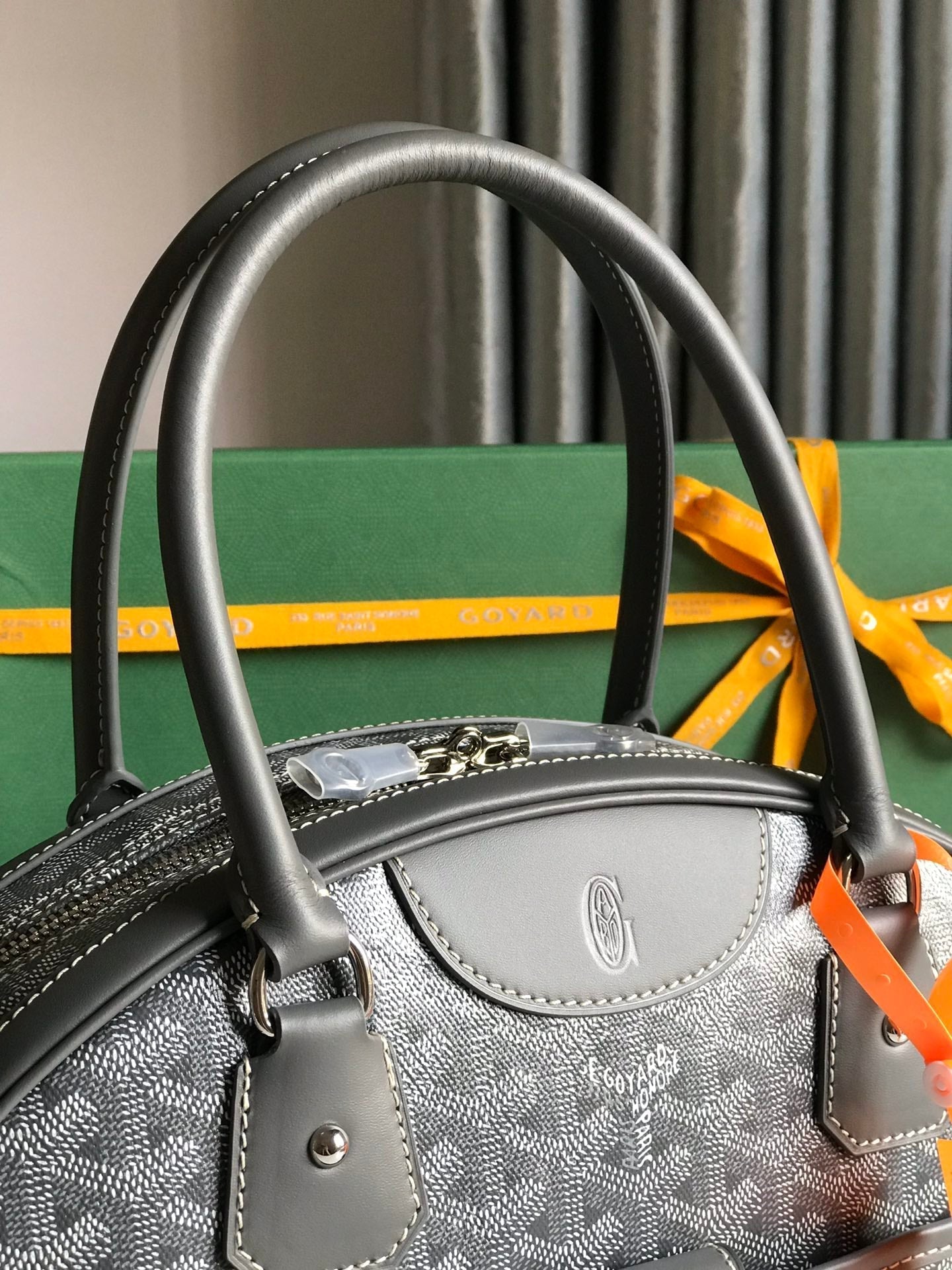 SAINT JEANNE BAG 35 IN GREY GOYARDINE CANVAS AND CALFSKIN