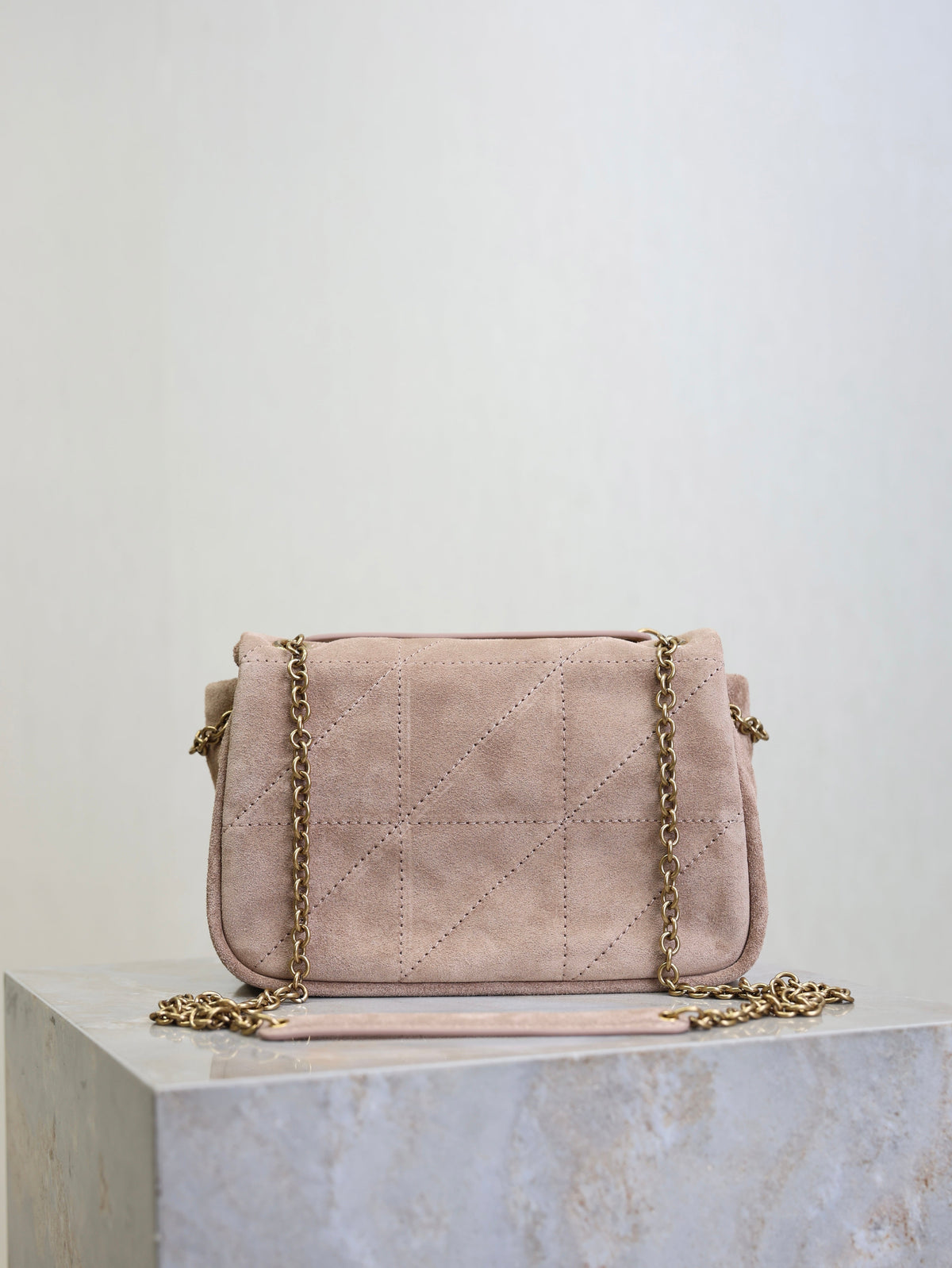YSL 25S JAMIE 4.3 MINI 20 IN DUSTY ROSE BEIGE SUEDE GOLD HARDWARE