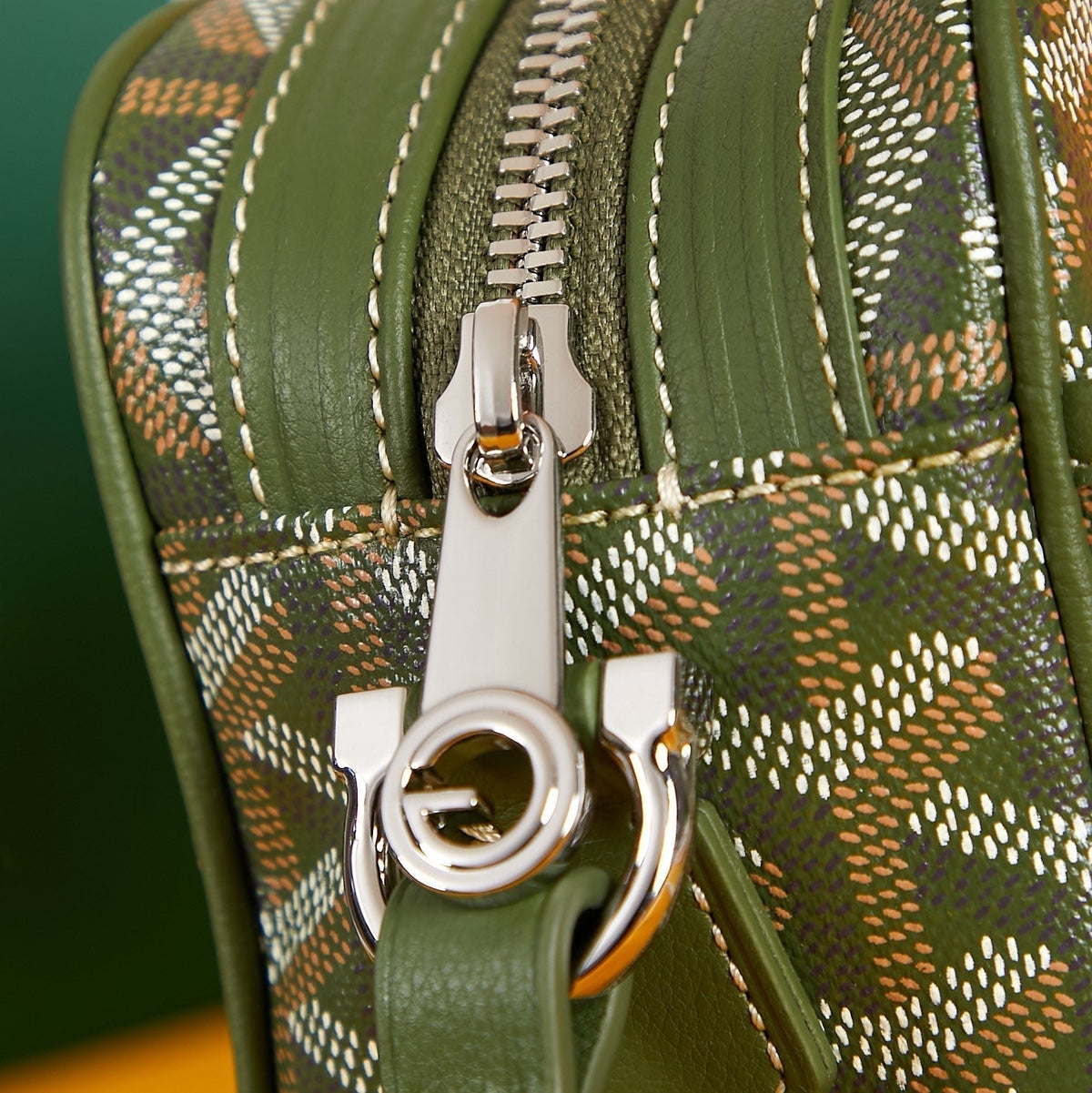 CAP-VERT PM BAG 22 IN WOODLAND GREEN GOYARDINE CANVAS