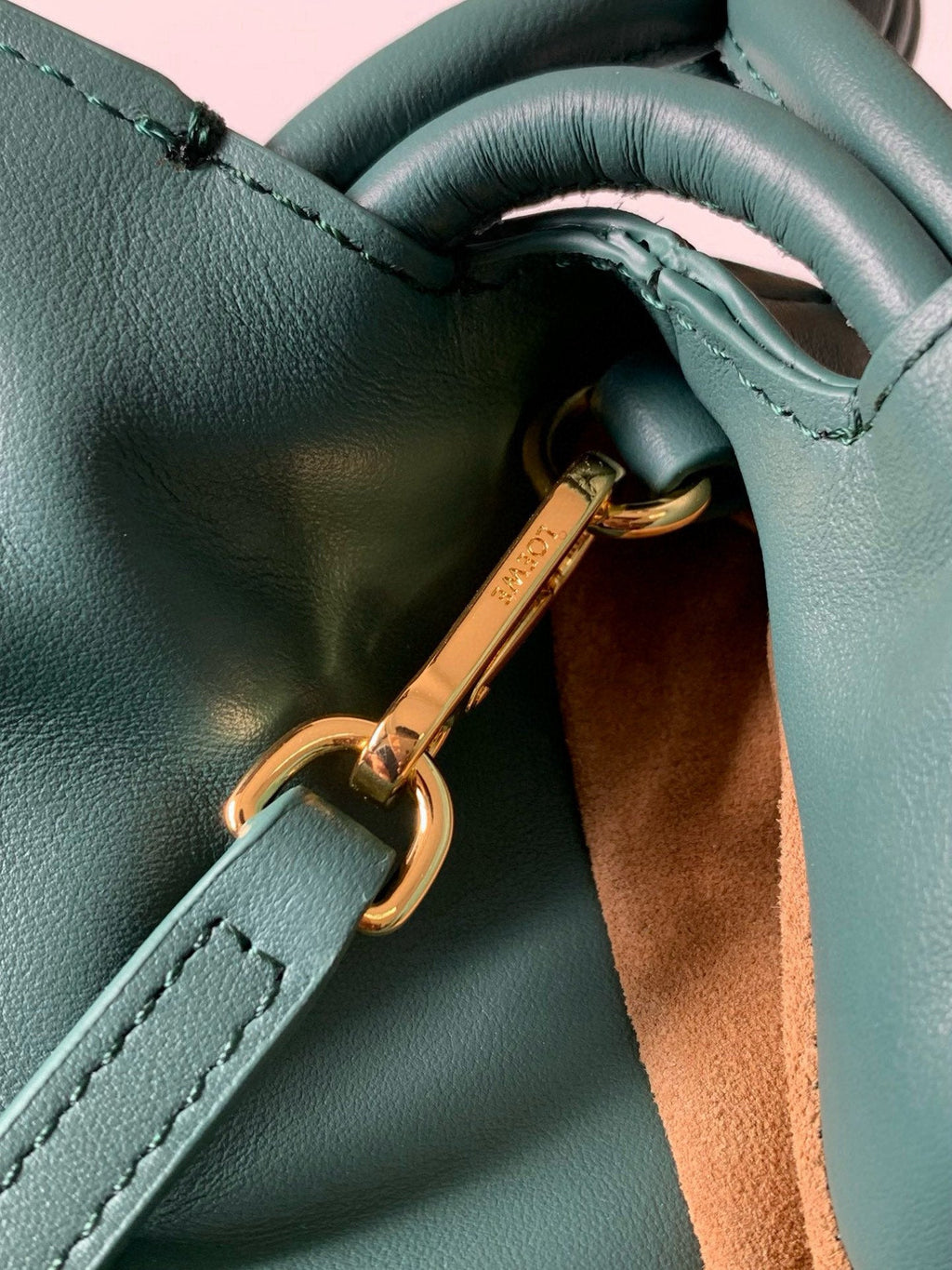 LOEWE 25S MEDIUM FLAMENCO CLUTCH BAG 23 IN DEEP TEAL CALFSKIN