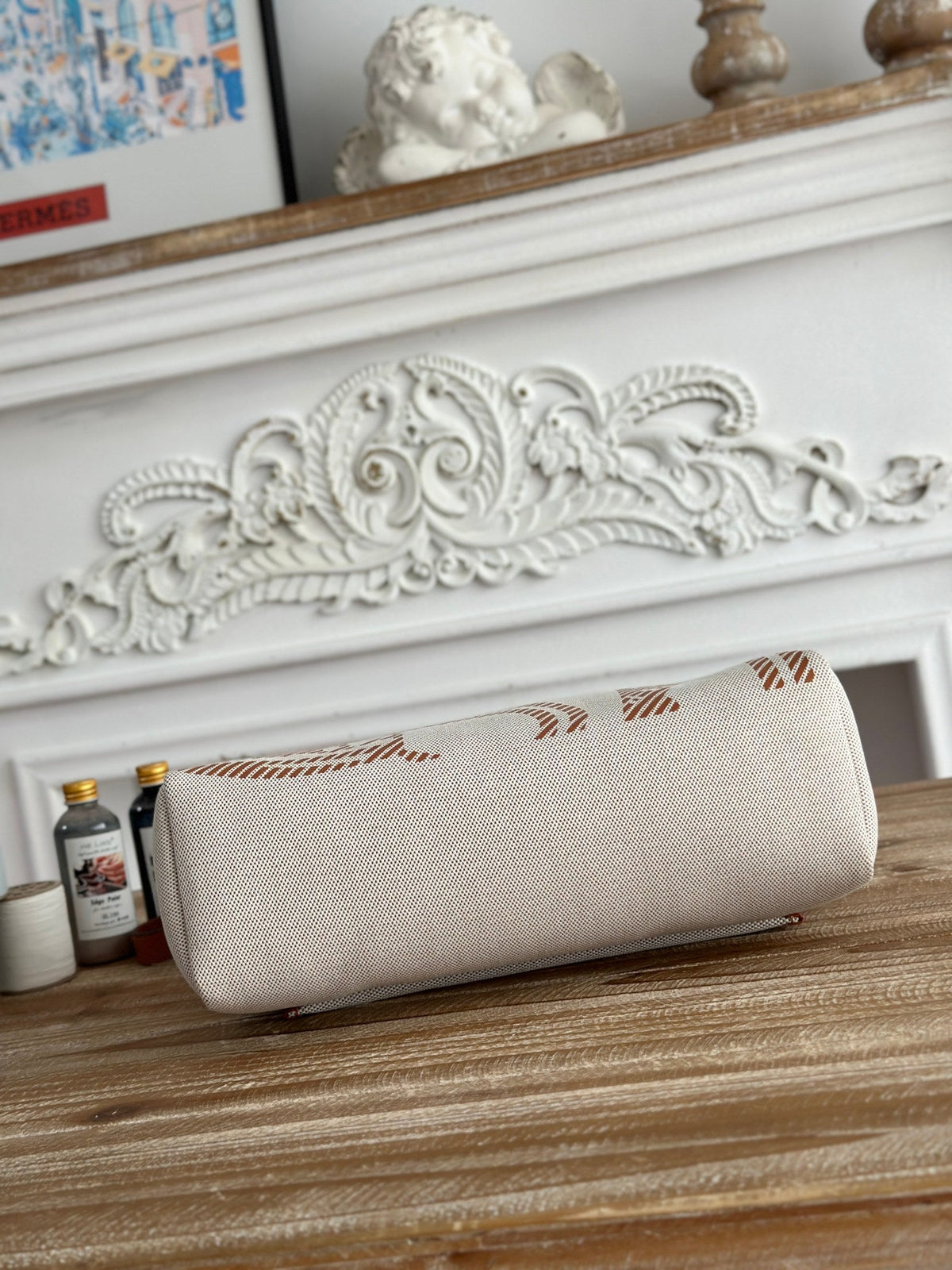 HERMES BOLSO HERBAG ZIP 31 RETOURNE BAG IN OFF-WHITE MIX BROWN H VIKING CANVAS AND COWHIDE