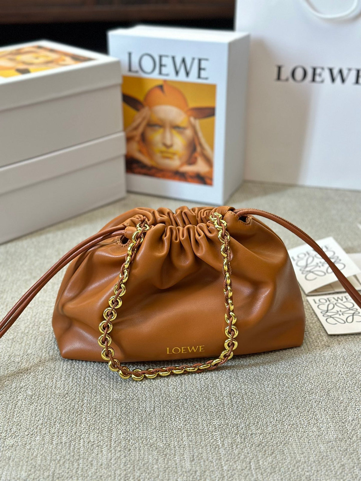 LOE SMALL 23 FLAMENCO PURSE IN WARM DESERT NAPPA LAMBSKIN